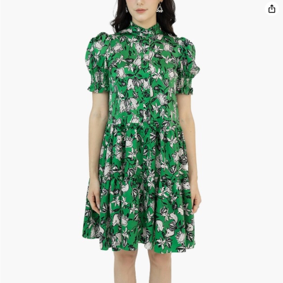 SIXDO Green Floral Knee Length Button Down Dress NWT Size XL - Picture 1 of 11